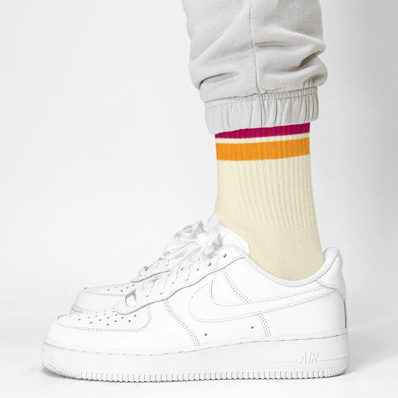 Chaussettes tennis bandes Violet Orange J.Clay - YouSocks
