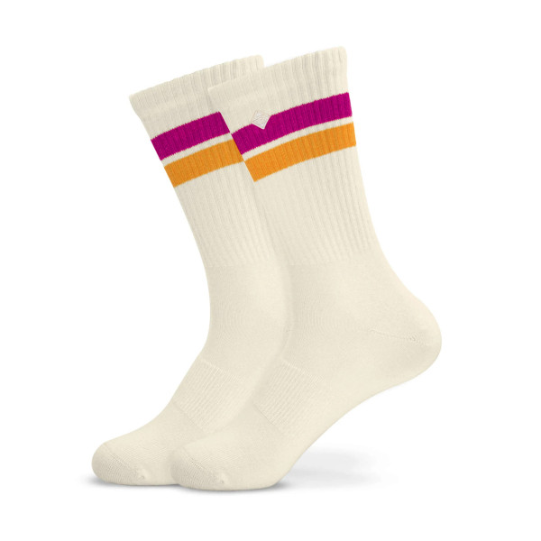 Chaussettes tennis bandes Violet Orange J.Clay - YouSocks