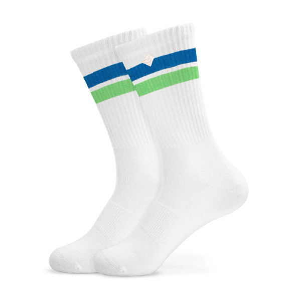 Chaussettes tennis bandes Vert et Bleu J.Clay - YouSocks
