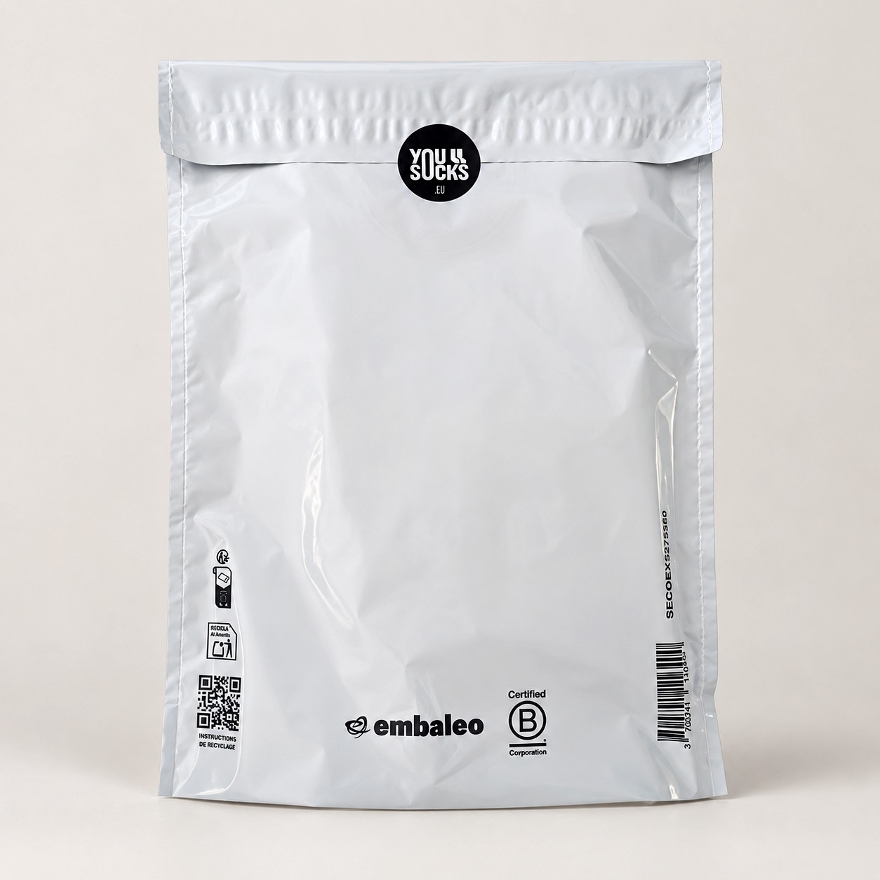 Emballage recyclé et recyclable utilisé pour les commandes YouSocks